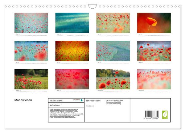 Produktbild: Mohnwiesen (Wandkalender 2026 DIN A3 quer), CALVENDO Monatskalender