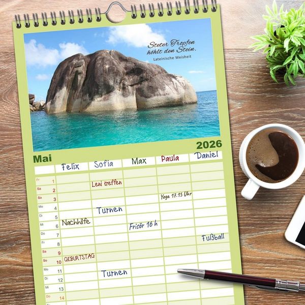 Produktbild: Familienplaner 2026 - Ruhe und Gelassenheit 2026 mit 5 Spalten (Wandkalender, 21 x 45 cm) CALVENDO