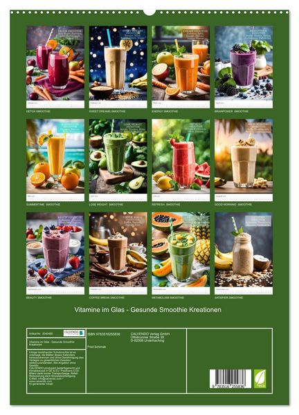Produktbild: Vitamine im Glas - Gesunde Smoothie Kreationen (hochwertiger Premium Wandkalender 2026 DIN A2 hoch), Kunstdruck in Hochglanz