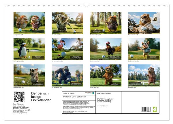 Produktbild: Der tierisch lustige Golfkalender (Wandkalender 2026 DIN A2 quer), CALVENDO Monatskalender
