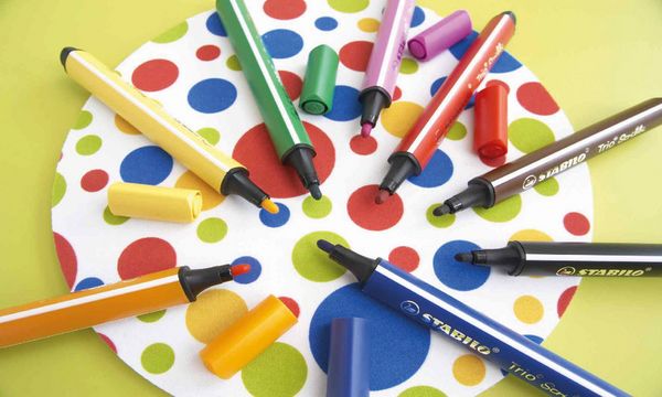 Produktbild: Gefederter Dreikant-Filzstift - STABILO Trio Scribbi - 8er Pack - mit 8 verschiedenen Farben