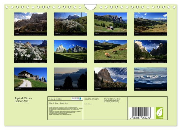 Produktbild: Alpe di Siusi - Seiser Alm (Wandkalender 2026 DIN A4 quer), CALVENDO Monatskalender