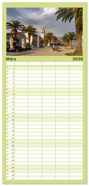 Produktbild: Familienplaner 2026 - Kroatien - Welterbe Trogir mit 5 Spalten (Wandkalender, 21 x 45 cm) CALVENDO
