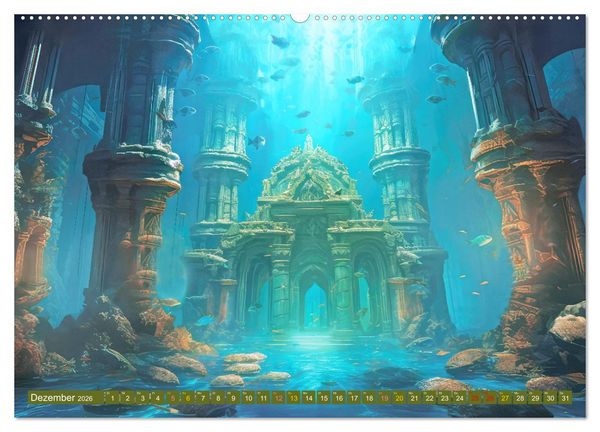 Produktbild: Ruinen versunkener Kulturen - Fantasiebilder (hochwertiger Premium Wandkalender 2026 DIN A2 quer), Kunstdruck in Hochglanz