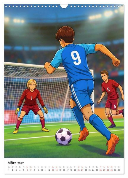Produktbild: Level Up &ndash; Fu&szlig;ballhelden (Wandkalender 2027 DIN A3 hoch), CALVENDO Monatskalender