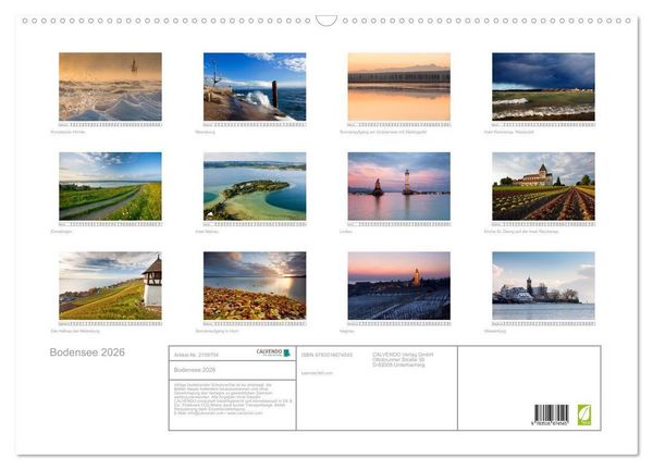 Produktbild: Bodensee 2026 (Wandkalender 2026 DIN A2 quer), CALVENDO Monatskalender