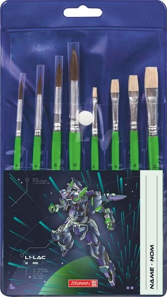 Produktbild: Brunnen Schulpinsel-Set Robot Heroes &brvbar; gr&uuml;n, 8 Pinsel
