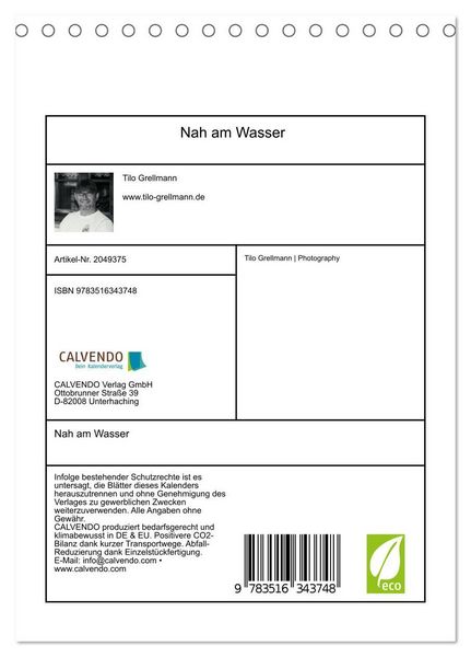 Produktbild: Nah am Wasser (Tischkalender 2026 DIN A5 hoch), CALVENDO Monatskalender