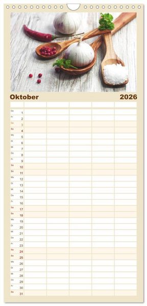 Produktbild: Familienplaner 2026 - Leichte K&uuml;che mit 5 Spalten (Wandkalender, 21 x 45 cm) CALVENDO