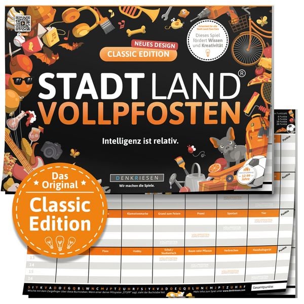 Produktbild: DENKRIESEN - STADT LAND VOLLPFOSTEN&reg; - CLASSIC EDITION - "Intelligenz ist relativ." - A4