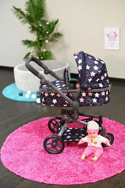 Produktbild: Knorrtoys 90943 - Kombi-Puppenwagen Boonk Star Blue Pink, mit Zubeh&ouml;r, umbaubar, Schieberh&ouml;he: 45-82cm