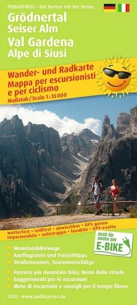 Produktbild: Publicpress Rad- und Wanderkarte Gr&ouml;dnertal, Seiser Alm / Val Gardena, Alpe di Siusi 1:35.000