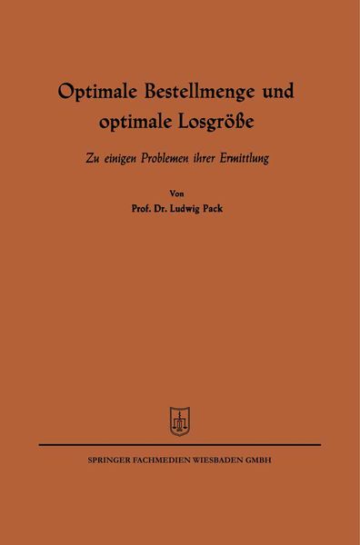 Produktbild: Optimale Bestellmenge und optimale Losgr&ouml;&szlig;e