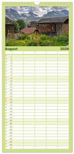 Produktbild: Familienplaner 2026 - Schweiz - Die gr&uuml;ne Lunge Europas mit 5 Spalten (Wandkalender, 21 x 45 cm) CALVENDO