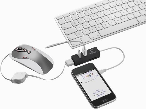 Produktbild: Renkforce RF-4995192 USB-Hub 3 Port USB-A, SD, microSD, M2, Memory Stick USB 2.0 480MBit/s mit eingebautem SD-Kartenleser, mit