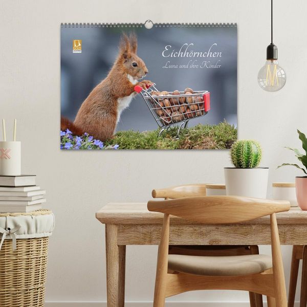 Produktbild: Eichh&ouml;rnchen Luna und ihre Kinder (Wandkalender 2026 DIN A3 quer), CALVENDO Monatskalender
