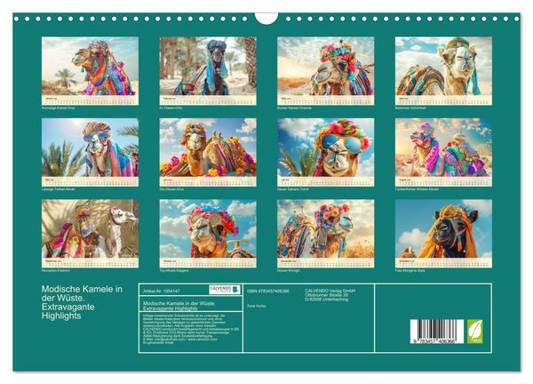 Produktbild: Modische Kamele in der W&uuml;ste. Extravagante Highlights (Wandkalender 2026 DIN A3 quer), CALVENDO Monatskalender