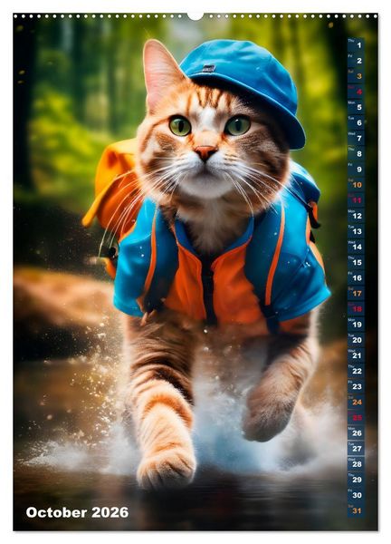 Produktbild: Outdoor sports for cats (High Quality Premium Wall Calendar 2026 DIN A2 portrait),CALVENDO 12 Month Wall Calendar