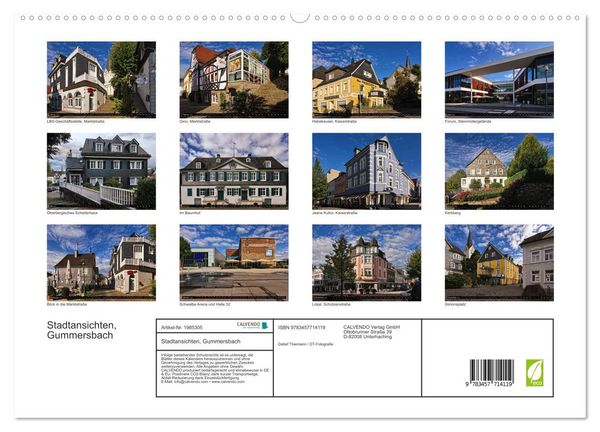 Produktbild: Stadtansichten, Gummersbach (hochwertiger Premium Wandkalender 2026 DIN A2 quer), Kunstdruck in Hochglanz