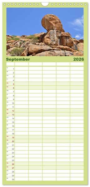 Produktbild: Familienplaner 2026 - Namibia mit 5 Spalten (Wandkalender, 21 x 45 cm) CALVENDO