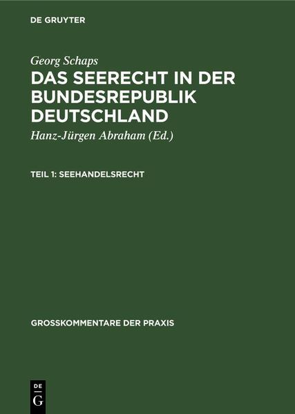 Produktbild: Georg Schaps: Das Seerecht in der Bundesrepublik Deutschland. Teil 1