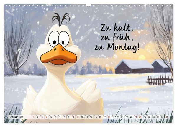 Produktbild: Gans coole Spr&uuml;che (hochwertiger Premium Wandkalender 2026 DIN A2 quer), Kunstdruck in Hochglanz