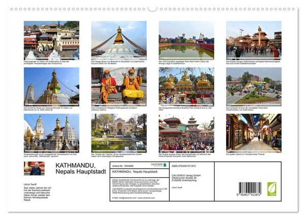 Produktbild: KATHMANDU, Nepals Hauptstadt (hochwertiger Premium Wandkalender 2026 DIN A2 quer), Kunstdruck in Hochglanz