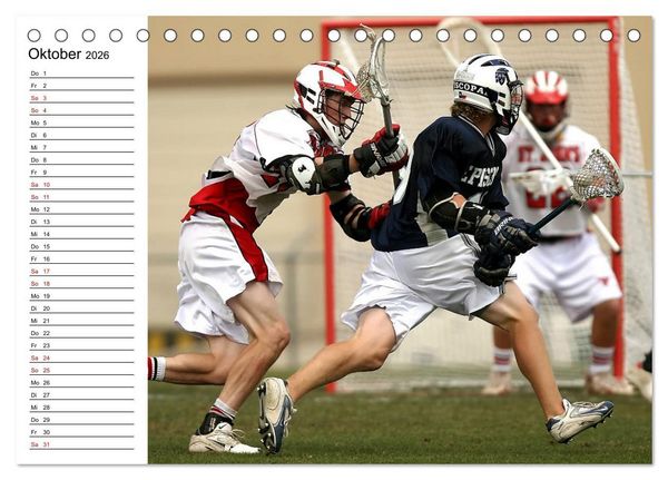Produktbild: Teamsport Lacrosse - Face-off (Tischkalender 2026 DIN A5 quer), CALVENDO Monatskalender