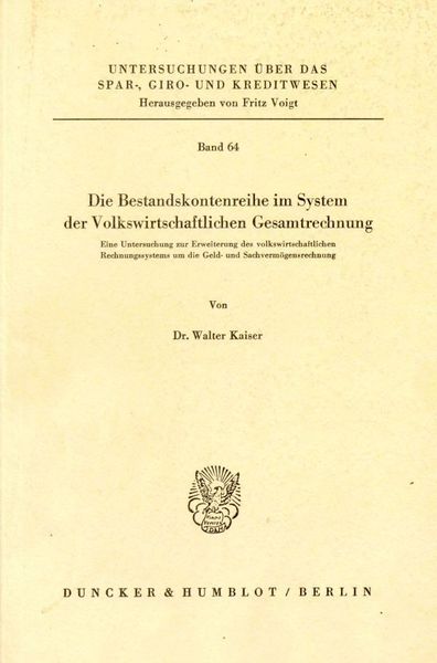 Produktbild: Die Bestandskontenreihe im System der Volkswirtschaftlichen Gesamtrechnung.