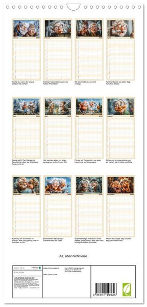 Produktbild: Familienplaner 2026 - Alt, aber nicht leise mit 5 Spalten (Wandkalender, 21 x 45 cm) CALVENDO