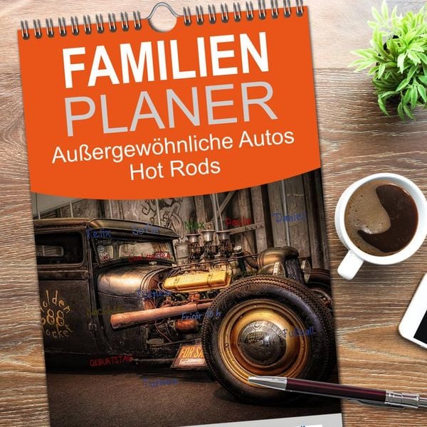 Produktbild: Familienplaner 2026 - Au&szlig;ergew&ouml;hnliche Autos - Hot Rods mit 5 Spalten (Wandkalender, 21 x 45 cm) CALVENDO