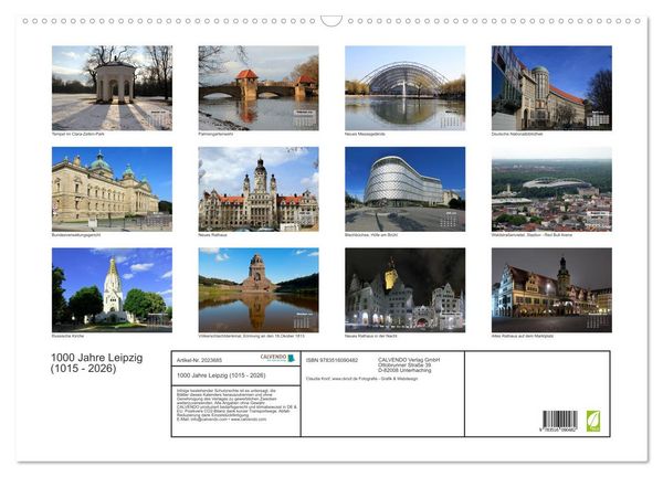 Produktbild: 1000 Jahre Leipzig (1015 - 2026) (Wandkalender 2026 DIN A2 quer), CALVENDO Monatskalender