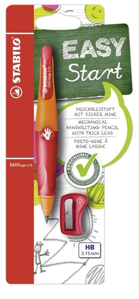Produktbild: STABILO Druckbleistift EASYergo 3.15 mit Spitzer HB RH orange/rot Blister