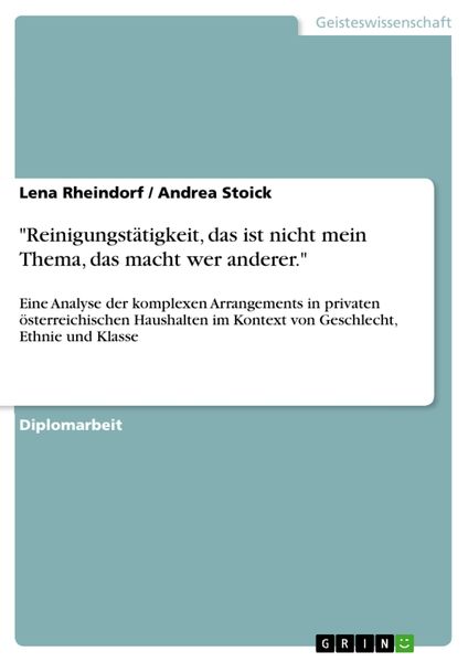 Produktbild: "Reinigungst&auml;tigkeit, das ist nicht mein Thema, das macht wer anderer."