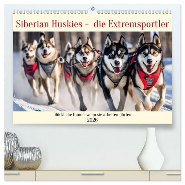 Produktbild: Siberian Huskies - die Extremsportler (hochwertiger Premium Wandkalender 2026 DIN A2 quer), Kunstdruck in Hochglanz