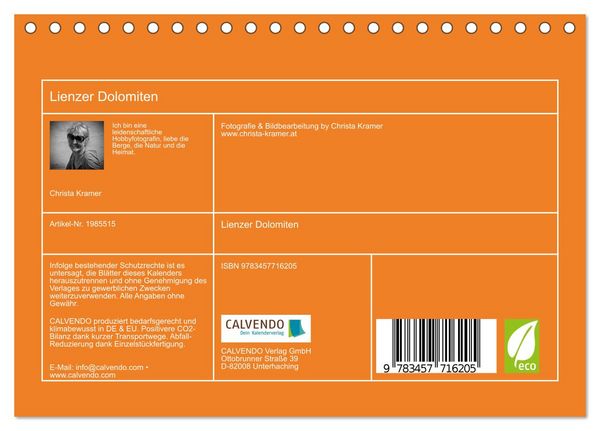 Produktbild: Lienzer Dolomiten (Tischkalender 2026 DIN A5 quer), CALVENDO Monatskalender