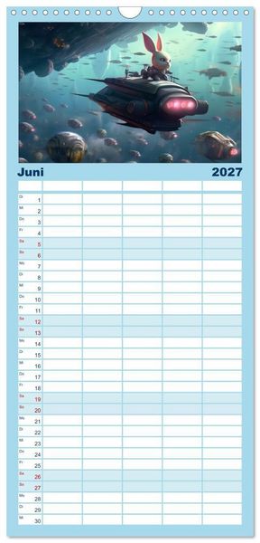 Produktbild: Familienplaner 2027 - Spannendes Weltraumabenteuer mit 5 Spalten (Wandkalender, 21 x 45 cm) CALVENDO