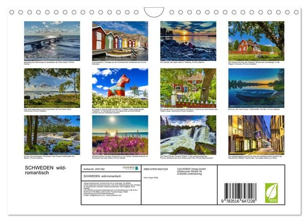 Produktbild: SCHWEDEN wild-romantisch (Wandkalender 2026 DIN A4 quer), CALVENDO Monatskalender