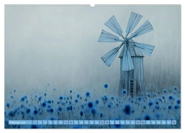 Produktbild: Windgefl&uuml;ster-M&uuml;hlenimpressionen (Wandkalender 2026 DIN A2 quer), CALVENDO Monatskalender