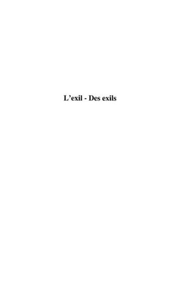 Produktbild: Exil des exils l'