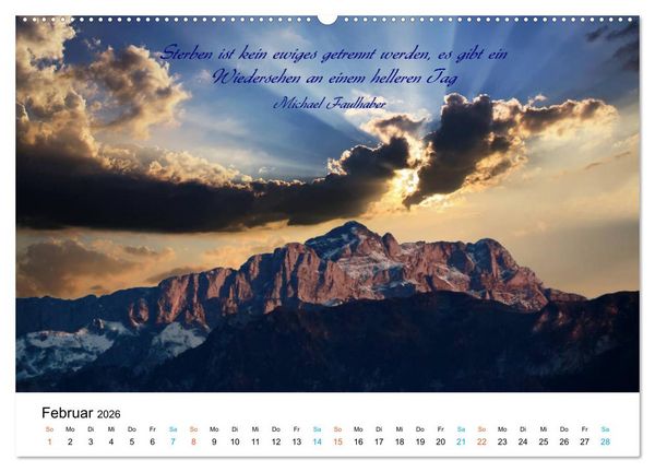 Produktbild: Zeit f&uuml;r Trauer - begleitet mit Zitaten (hochwertiger Premium Wandkalender 2026 DIN A2 quer), Kunstdruck in Hochglanz