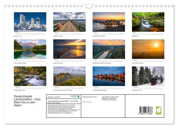 Produktbild: Deutschlands Landschaften - Vom Meer bis zu den Alpen (Wandkalender 2026 DIN A3 quer), CALVENDO Monatskalender