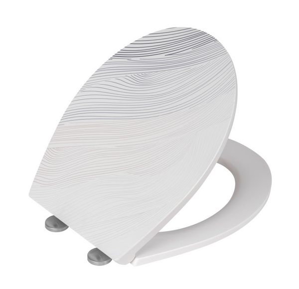 Produktbild: WC-Sitz Mod. Menin, mehrfarbig, Duroplast, Edelstahl, 38x44,5 cm, easy-close Absenkautomatik