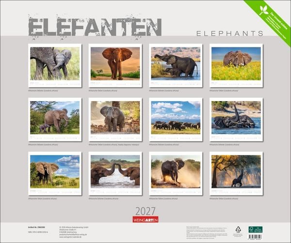 Produktbild: Elefanten Kalender 2027