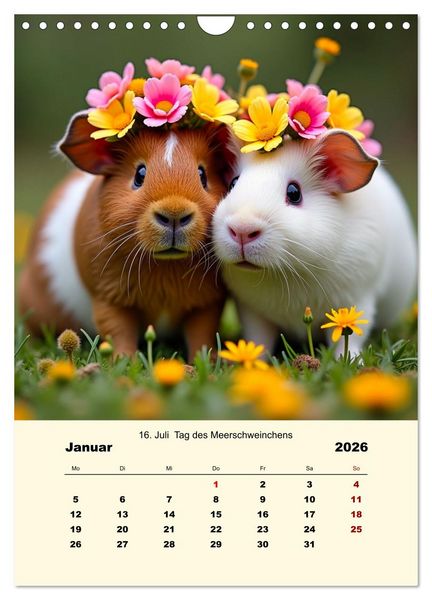 Produktbild: Blumenbekr&auml;nzte Haustiere zu ihrem Feiertag (Wandkalender 2026 DIN A4 hoch), CALVENDO Monatskalender
