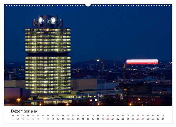 Produktbild: Nachts in M&uuml;nchen (Wandkalender 2026 DIN A2 quer), CALVENDO Monatskalender