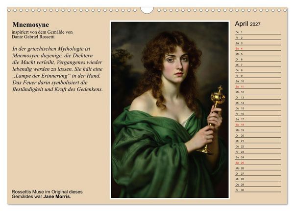 Produktbild: Rossettis Musen, neue Bilder zu symbolistischen Traumwelten (Wandkalender 2027 DIN A3 quer), CALVENDO Monatskalender