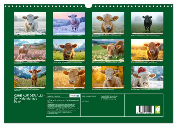 Produktbild: K&Uuml;HE AUF DER ALM &ndash; Der Kalender aus Bayern (Wandkalender 2026 DIN A3 quer), CALVENDO Monatskalender