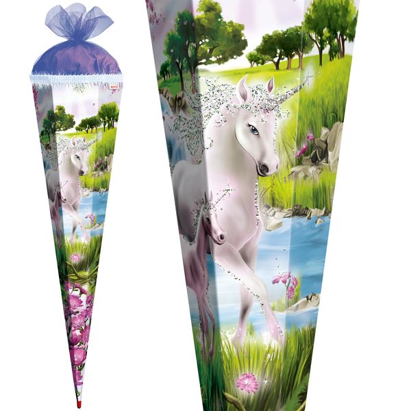 Produktbild: Motiv-Schult&uuml;te 85cm, Einhorn m. Fohlen, Effekt