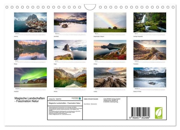 Produktbild: Magische Landschaften - Faszination Natur (Wandkalender 2026 DIN A4 quer), CALVENDO Monatskalender